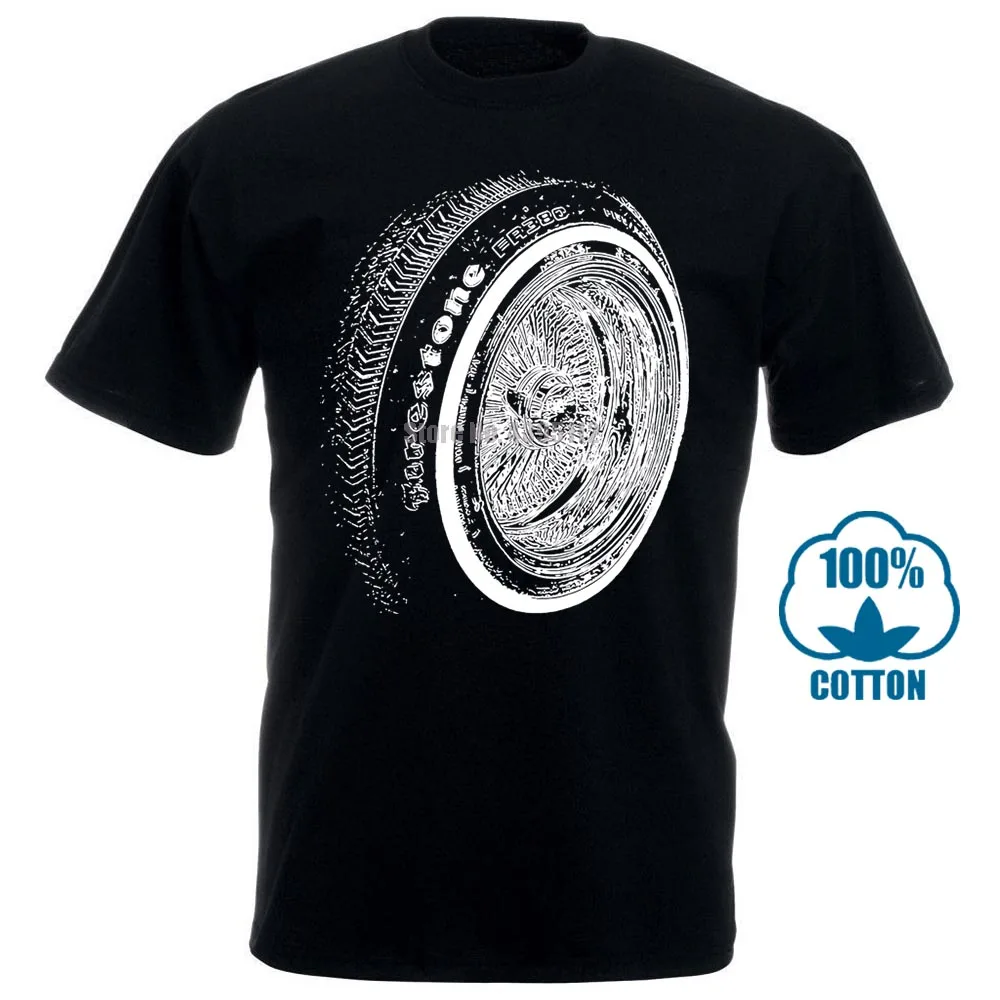 Черный Футболка Lowrider 13 Knockoff Wire Wheel - Цвет: Черный