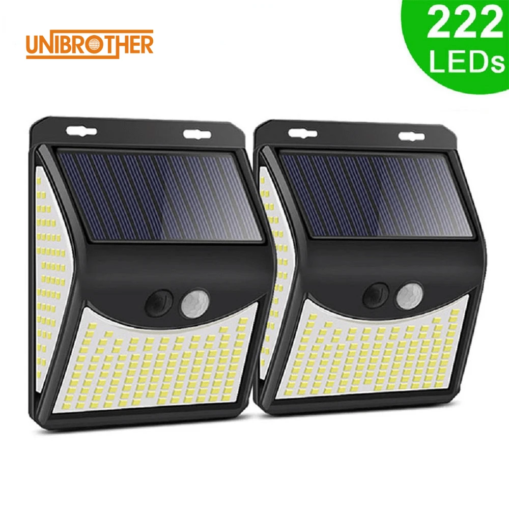 

Wall Lamp With Motion Sensor Exterior Terrace Garden Patio Decoration 222 LED Solar Lamp Outdoor Street Lights Waterproof 4 Mode