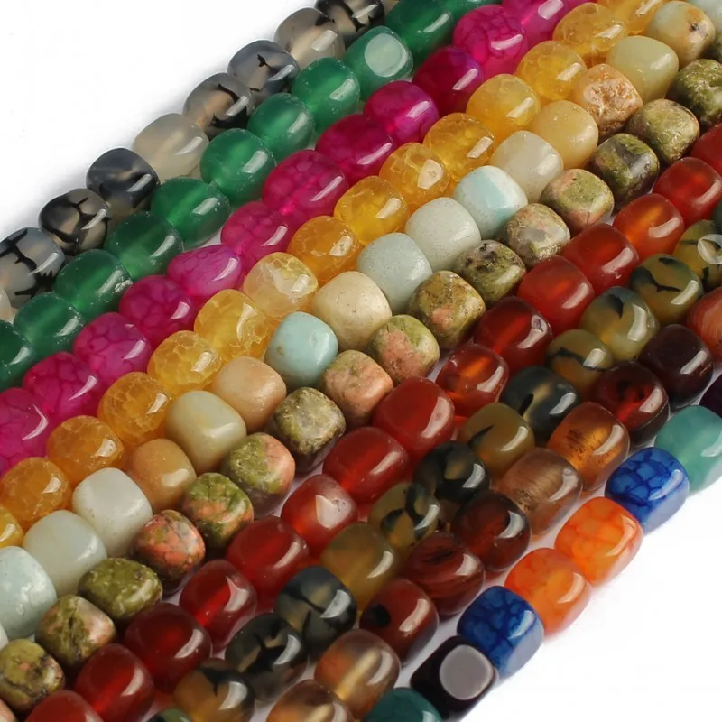 Бусины из натурального камня многоцветные Агаты Амазонит Квадратные бусины