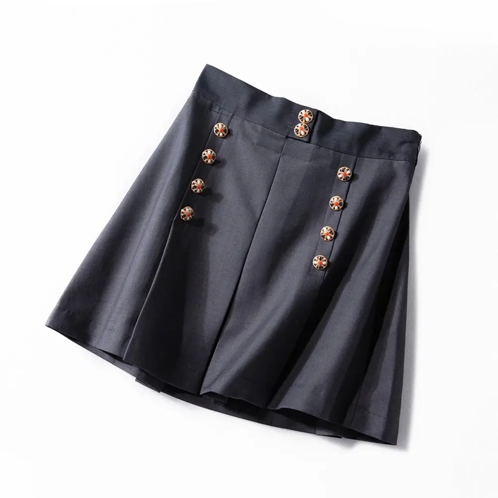Повседневная Женская юбка с высокой талией двубортная приталенная мини