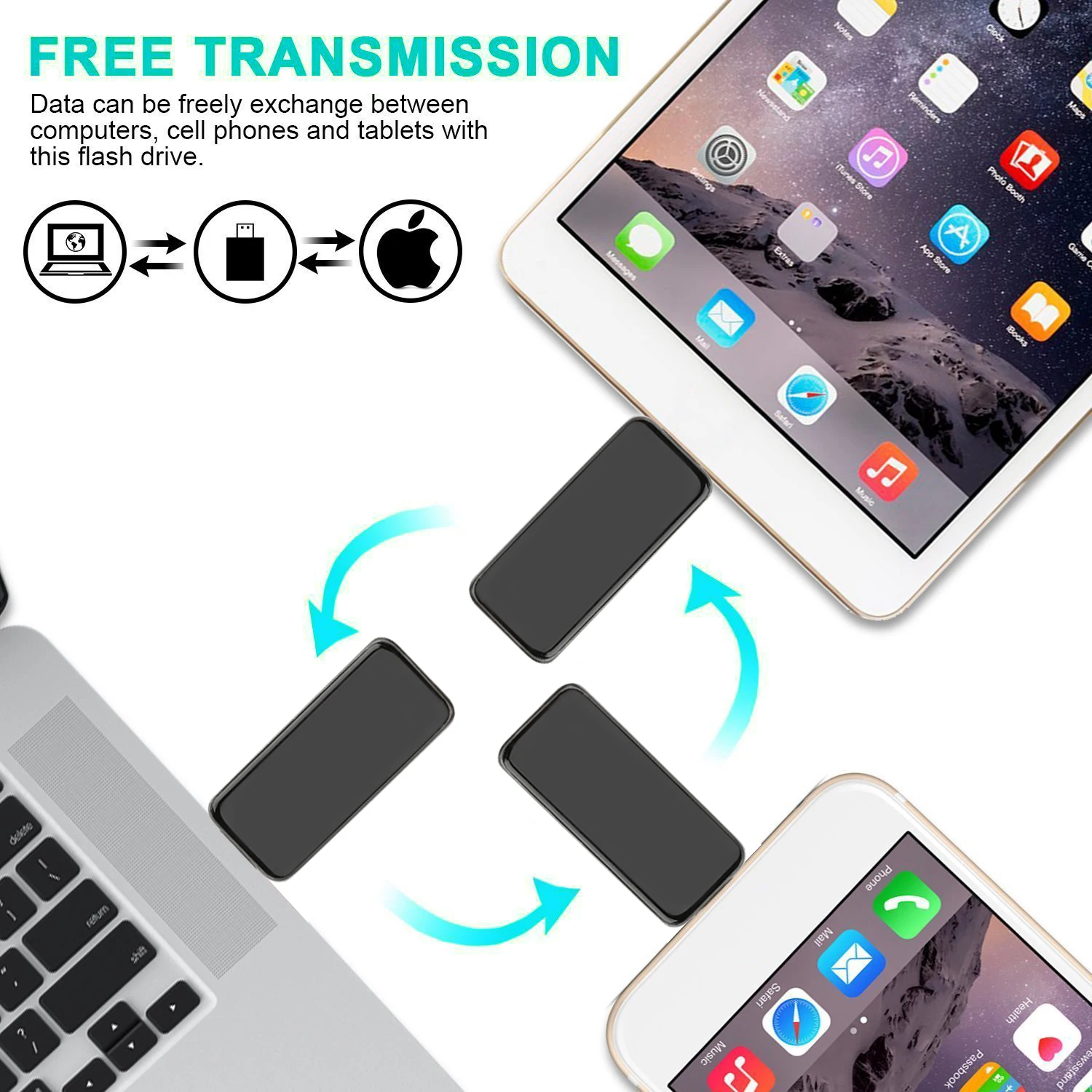 USB флэш накопитель для iPhone X/8/7 Plus/6 Plus/6s/5/SE/iPad 3 в 1 металлический n Стекло OTG флеш USB3.0