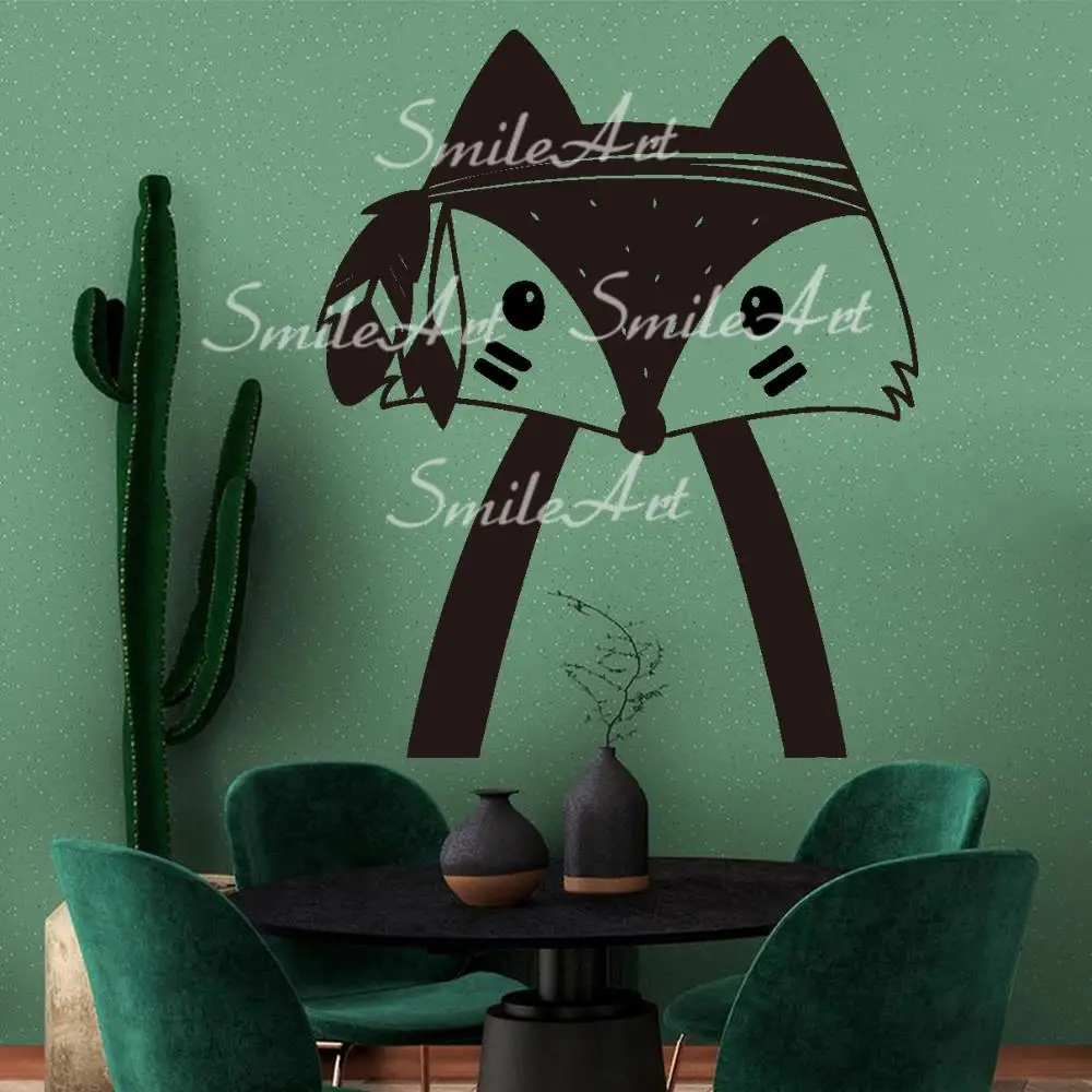 

Cartoon Tribe Fox Wall Stickers Self Adhesive Art Wallpaper Kids Room Nature Decor Home Party Decor Wallpaper
