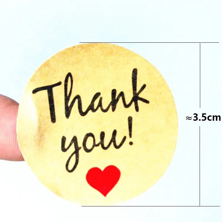 Винтажная &quotспасибо&quot Сердце круглая крафт-бумажная наклейка-печать для