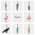 Женский кулон с птицами и перьями, из серебра 925 пробы