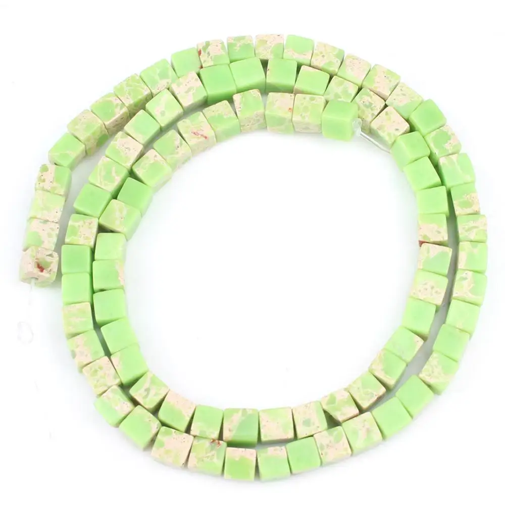 Light Green Sediment 5*5 мм Квадратные бусины из натурального материала розовый кристаллический кварц Агаты морской осадок бусины для самостоятельного изготовления ювелирных изделий браслет серьги аксессуары - Цвет: Light Green Sediment