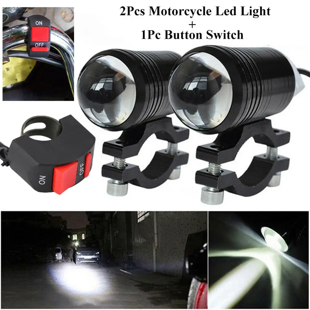 

New Hot Waterproof 2pcs 12V-80V Super Bright Motorcycle Fog Lights LED Headlight Driving Spot Work Lamp + Switch Wholesale CSV