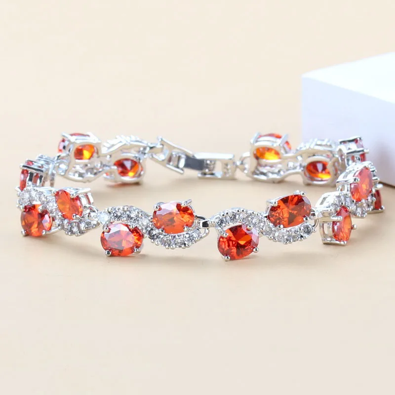 Серебряный цвет лидер продаж браслет с красным гранатом модные ювелирные