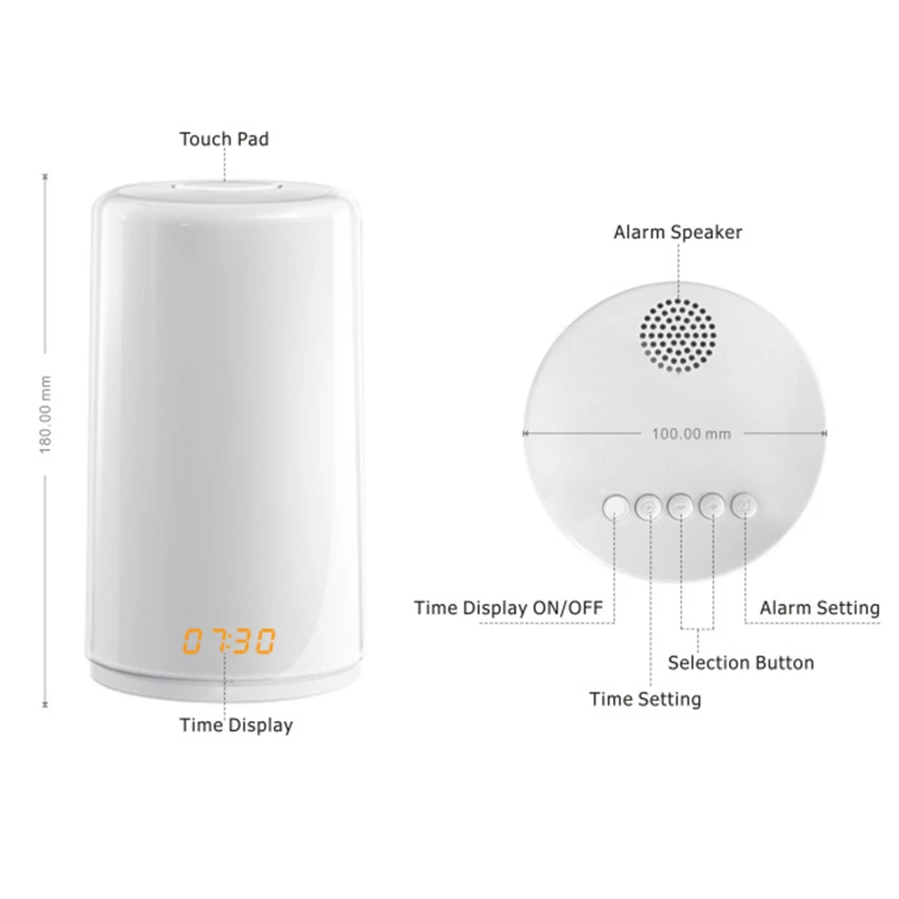 

Sunrise Alarm Clock Press-Sensitive Beside Lamp Dimmable RGB Night Light for Living Room Bedroom Wake Up Night Light Digital new