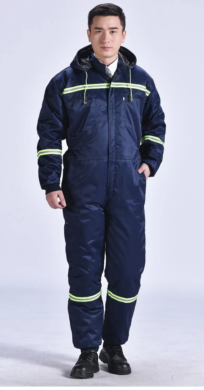 Winter Overalls Warm Cotton Padded Hooded Work Clothing Dust-Proof Anti Fouling Fishing Outdoor coats Working Coveralls |