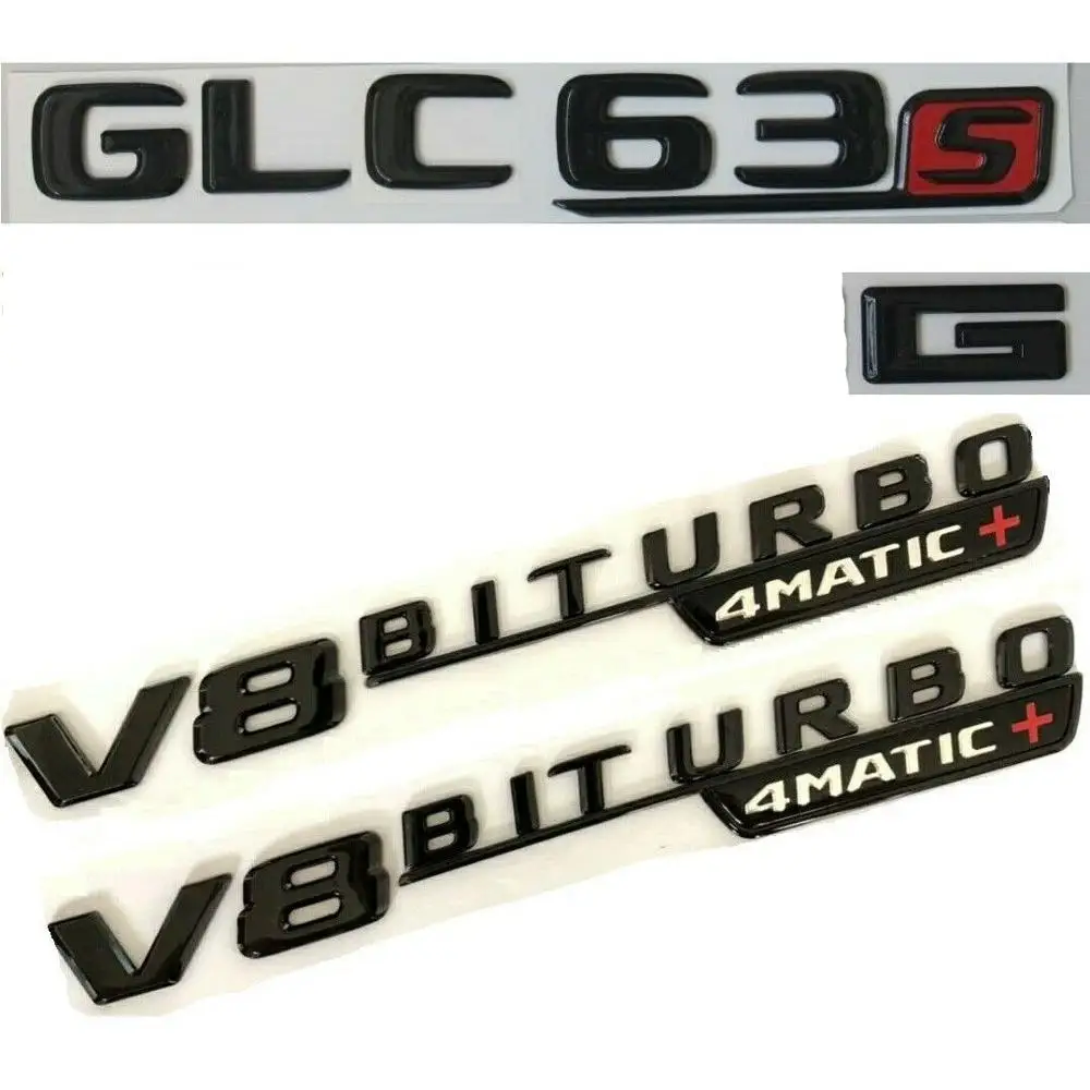 Gloss Black GLC63s for AMG V8 BITURBO 4MATIC+ Emblems Badges X253 |
