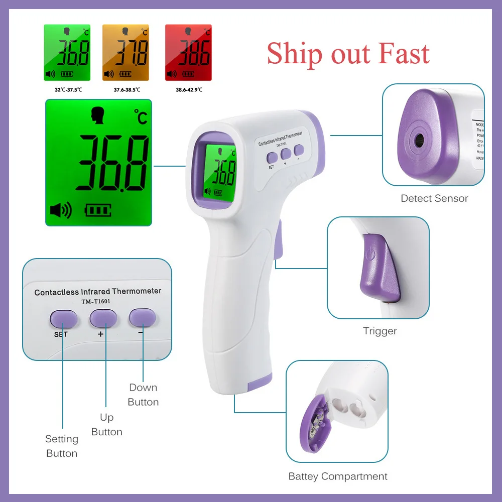 Цифровой термометр инфракрасный бесконтактный градусник для измерения