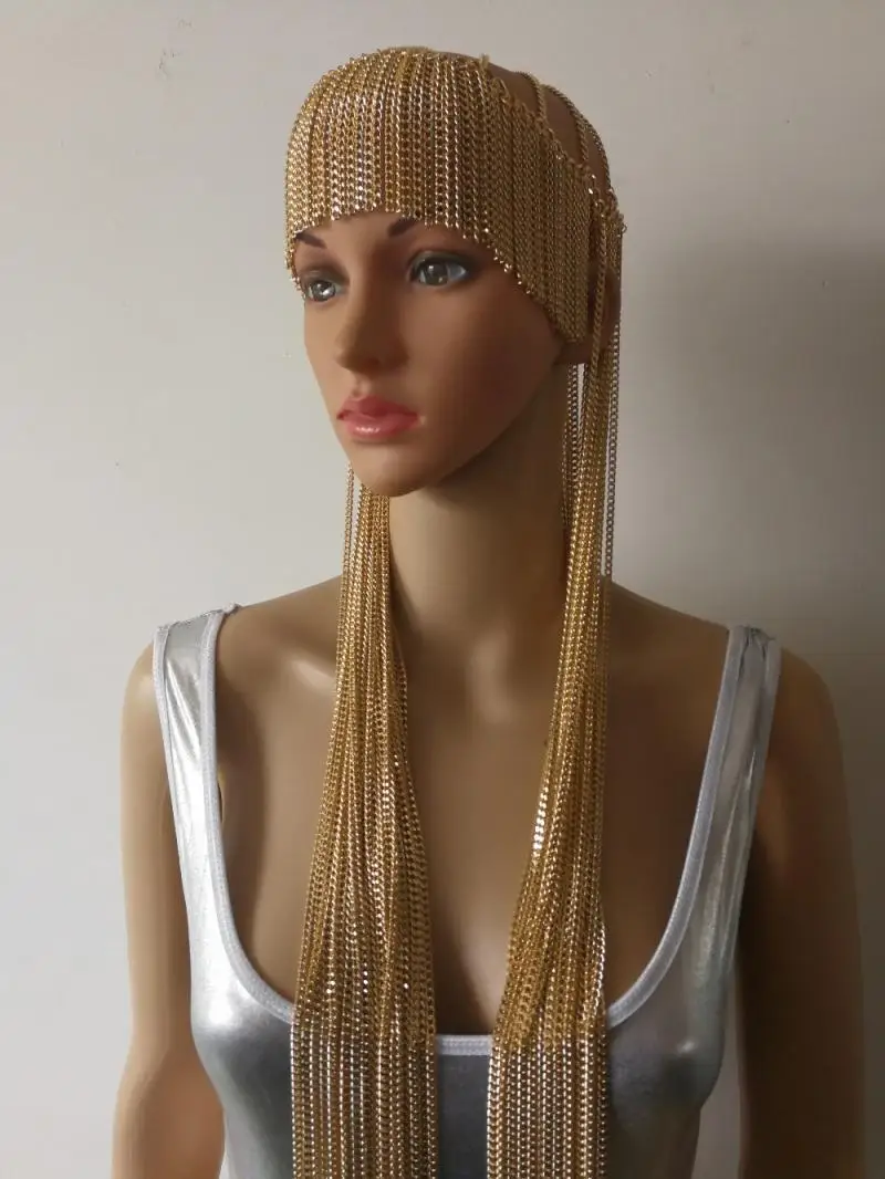 Женский головной убор с кисточками и цепочкой из сплава для сценических танцев -