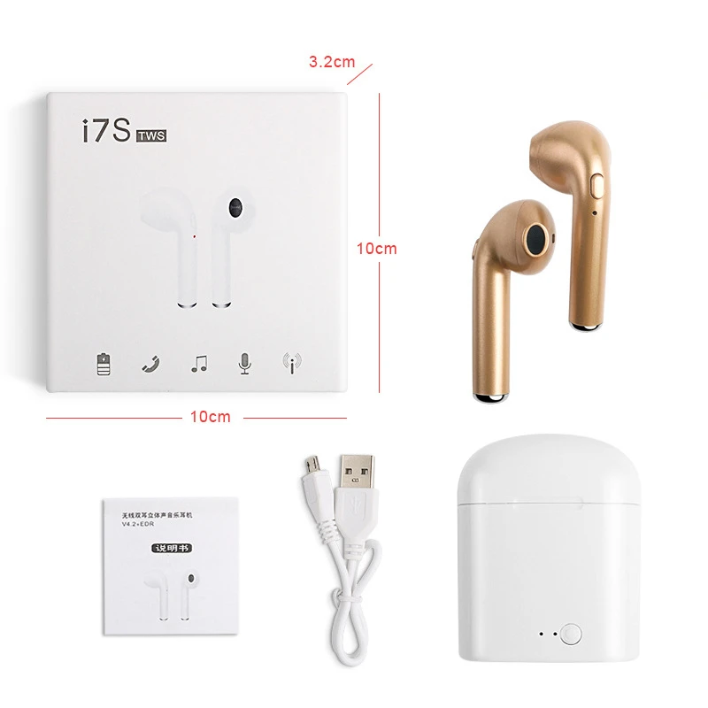 H With Charging Box I7 TWS мини беспроводные наушники Bluetooth 5,0 спортивные наушники стерео гарнитура с микрофоном для iPhone Xiaomi samsung huawei - Цвет: H With Charging Box