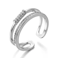 double row cubic zirconia rings women rings fashion simple irregular adjustable wedding ring give girlfriend birthday gift