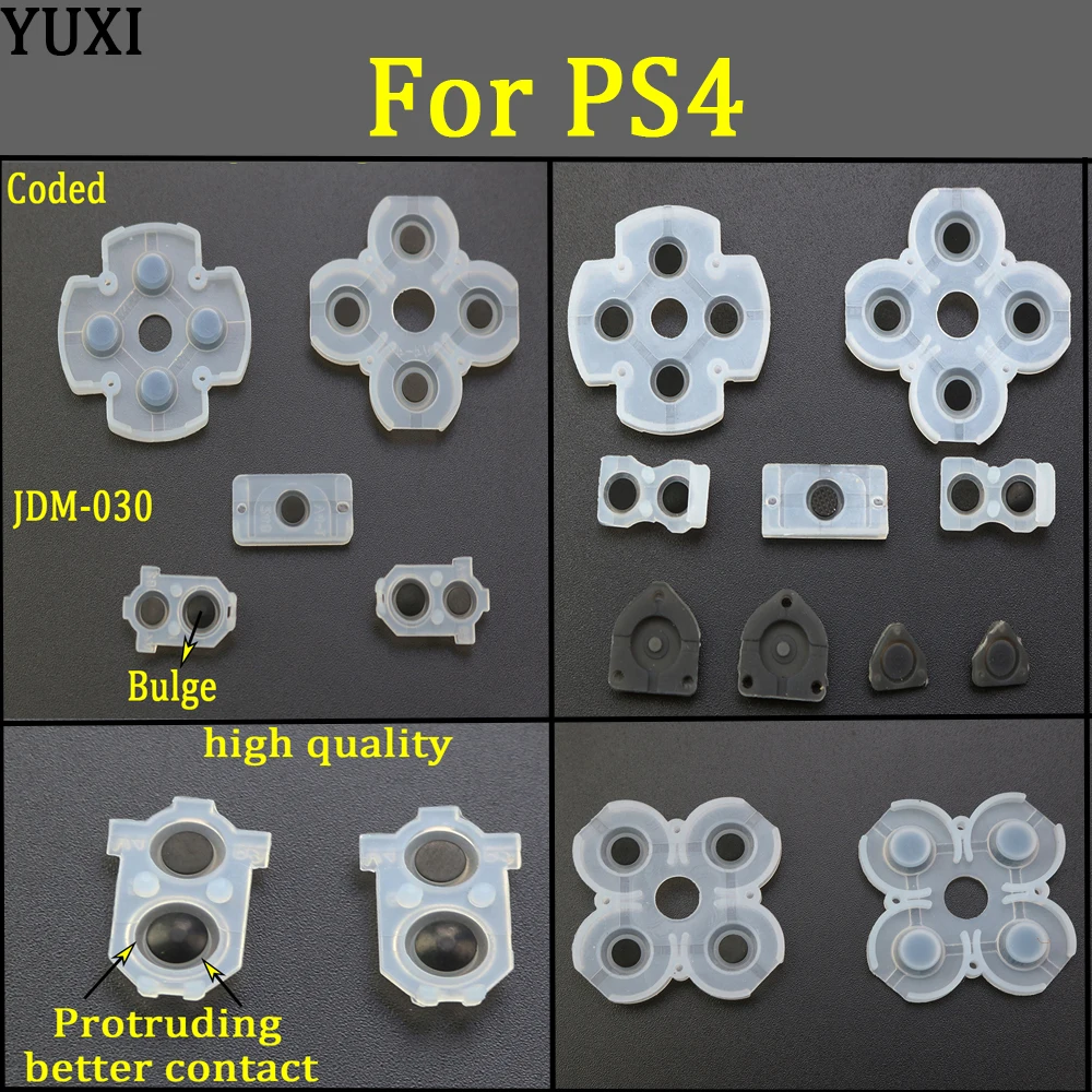 

100 Set for Sony PS4 PS4 Controller Conductive Silicone Rubber Pads for 4 Buttons Repair Replacement Part
