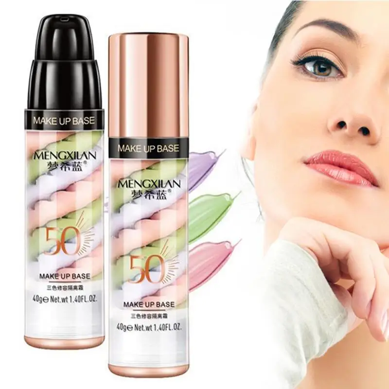 

40g Hot Three-color Mixed Isolation Lotion Fill Pores Moisturizing Bright Skin Foundation Primer Base Makeup Concealer Liquid