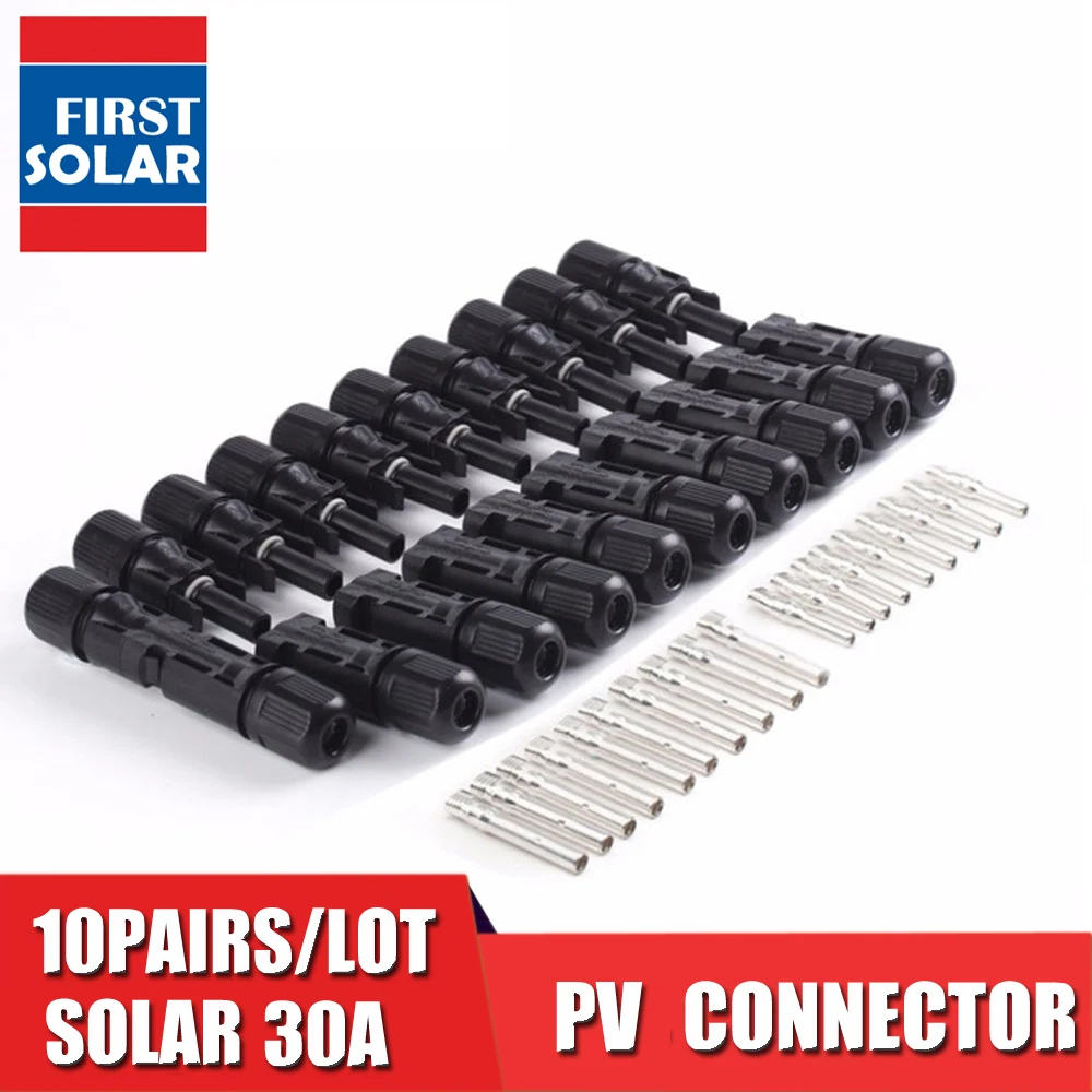 10 пар x 30 А Макс. PV Разъемы папа и мама солнечная панель 1000 В для кабеля 2 5/4/6 мм