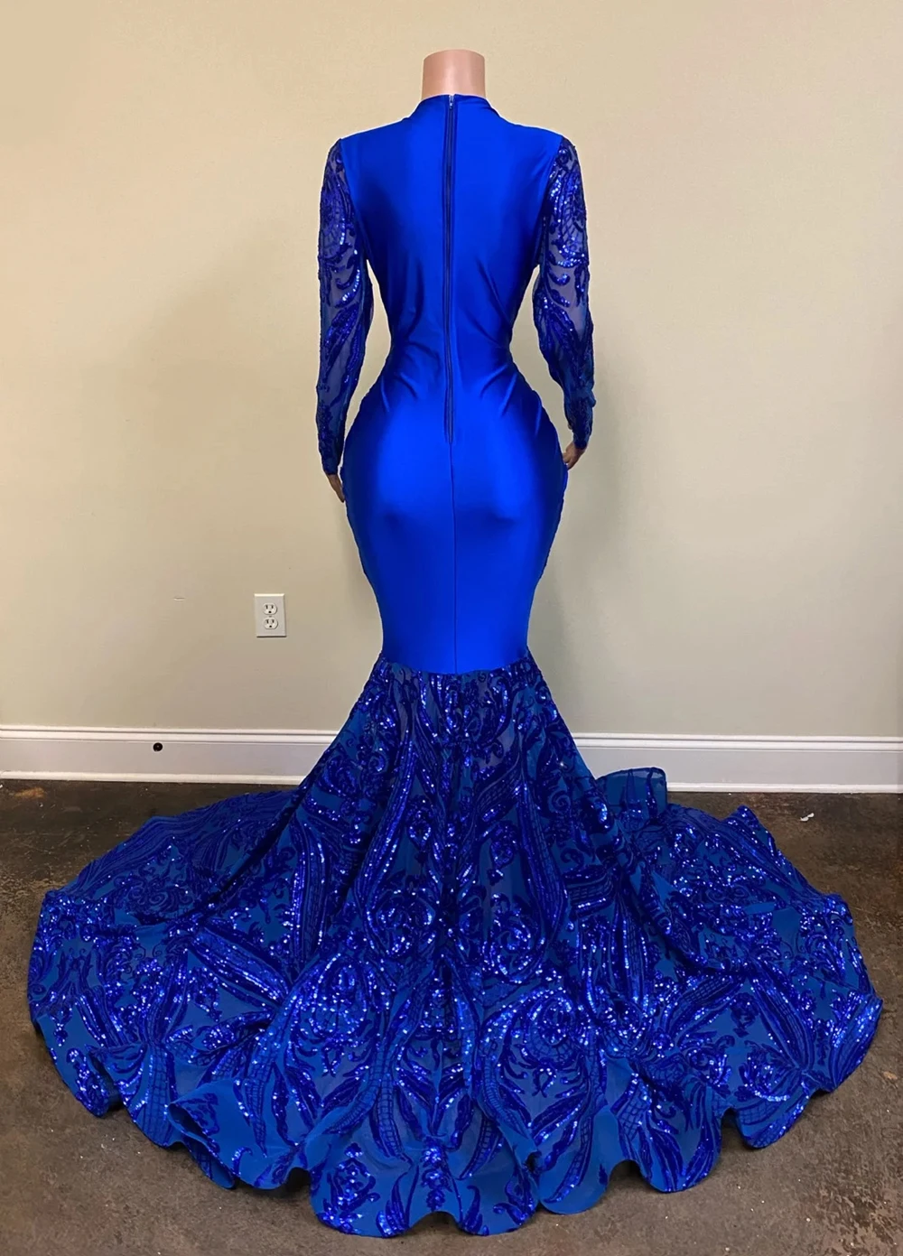 Royal Blue Sequined Prom Dresses for Black Girls 2022 Mermaid Long Sleeves Sexy African Formal Evening Gala Gowns for Wedding silver prom dresses