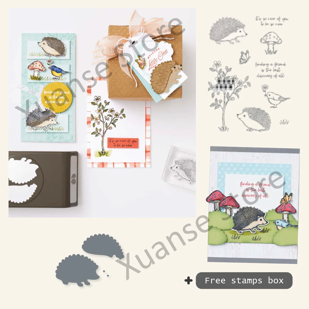 

Kawaii Forest Hedgehog Metal Cutting Dies Clear Stamp Kids Toys DIY Scrapbook Cards Diary Album Stencil Decor Dies Stamps