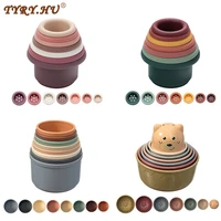 baby silicone stacking cup colorful intelligence gift folding tower toys montessori educational toys infant bath play water set