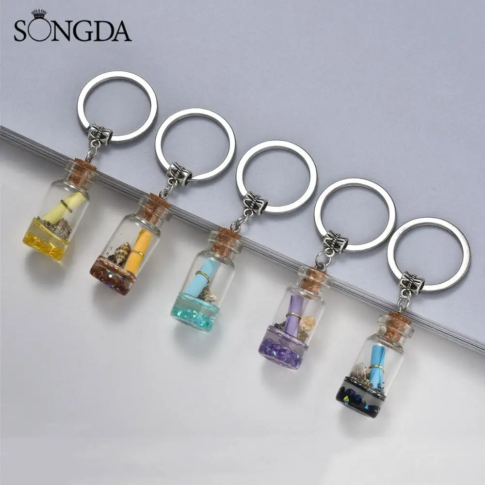 

Drift Bottle Keychain Best Friends Gift Colorful Wish Bottle Cute Glass Pendant Bag Car Key Keyring Lucky Jewellery Accessories