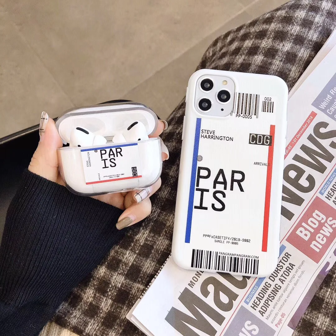 Чехол для iPhone 6 s 7 8 Plus 11 Pro X XS Max XR Air билет Париж Токио чехол Airpods 3 2 1 pro Bluetooth
