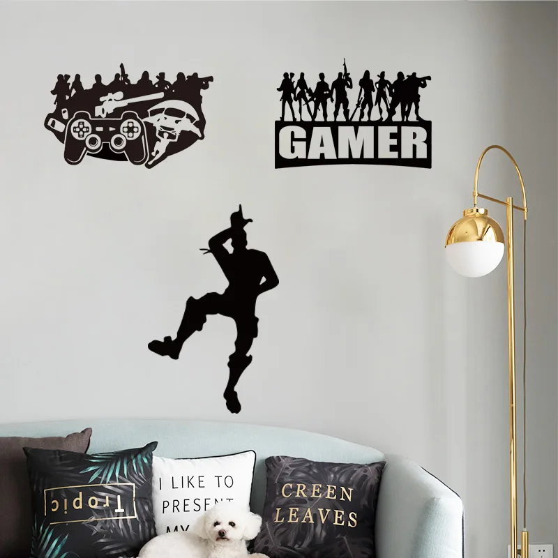 Съемная мультяшная Боевая фигурка геймера настенная художественная наклейка