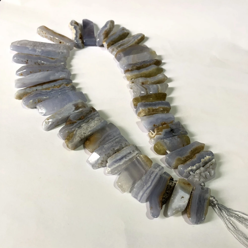 

Wholesale 1of 15.5" Full Strand 100% Natural Blue Chalcedony Beads,Blade Beads Irregular Stone Beads for jewelry diy