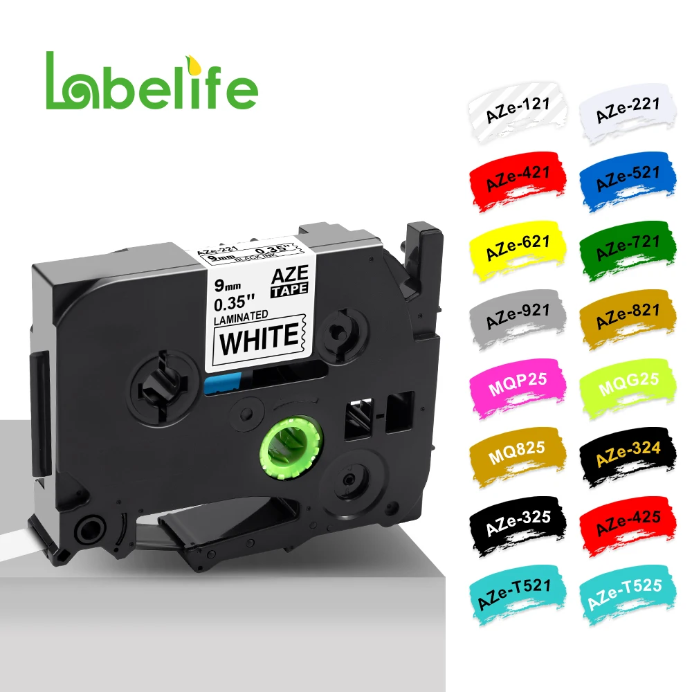 Labelife TZe 221 tze tze121 9 мм черный на белом фоне 421 Совместимость для Brother P Touch