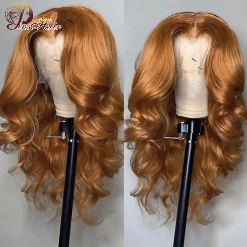 Ginger Brown Lace Front Human Hair Wigs Pre Plucked For Women Blonde Body Wave Transparent Lace Frontal Wigs Peruvian Remy Hair