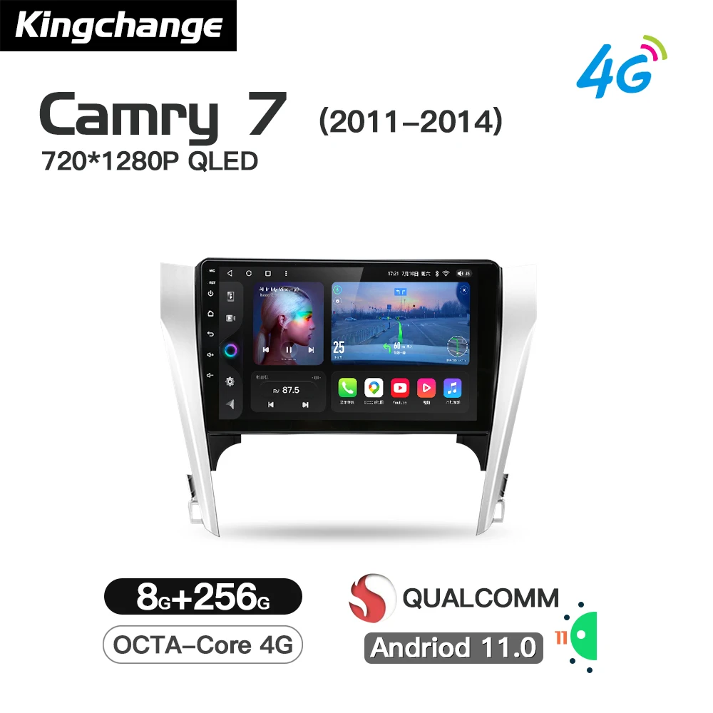 Kingchange Восьмиядерный Android 11 автомобильный видеоплеер с навигацией для Toyota Camry 7 2011