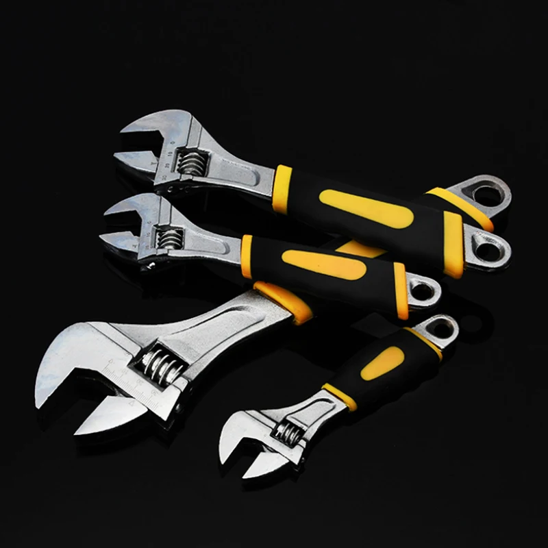 

New Anti-slide Universal Monkey Wrench Adjustable Spanner Adjust Wrenches with Scale Stainless Steel Key Hand Tools