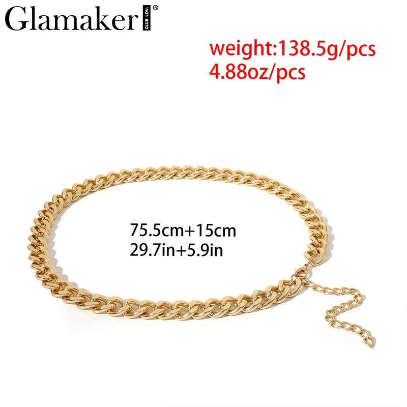 Glamaker золотая цепочка женский широкий пояс для женщин куртка пояс Женские аксессуары cummerbund Блестящий Пояс для платья корейская мода