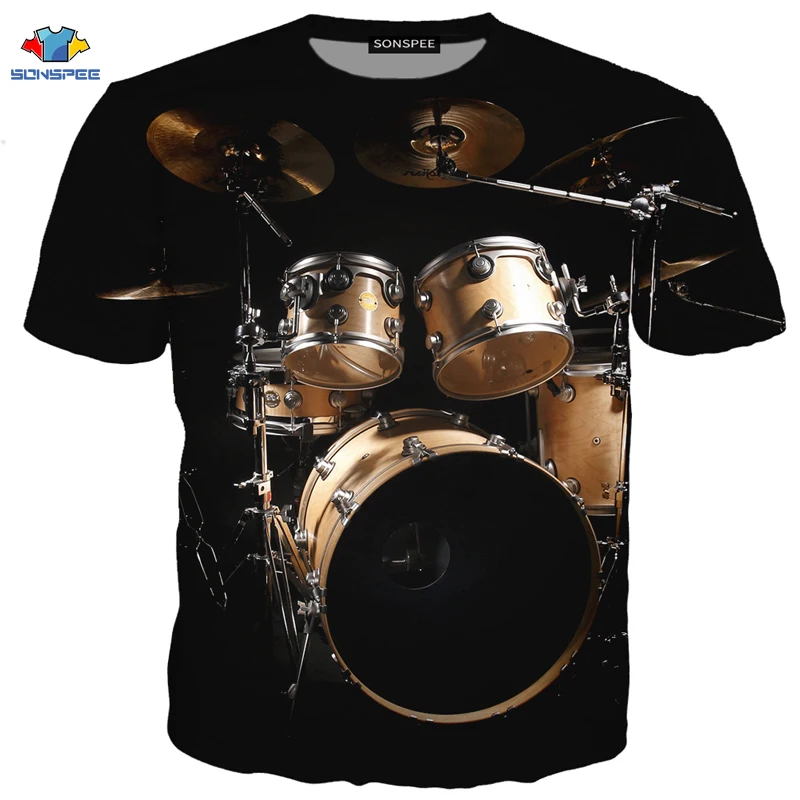 sonspee sommer anime musik sänger t shirt musical instrument hand trommeln gitarre shirt inspirational elektrische ton kid t shirt free global sh