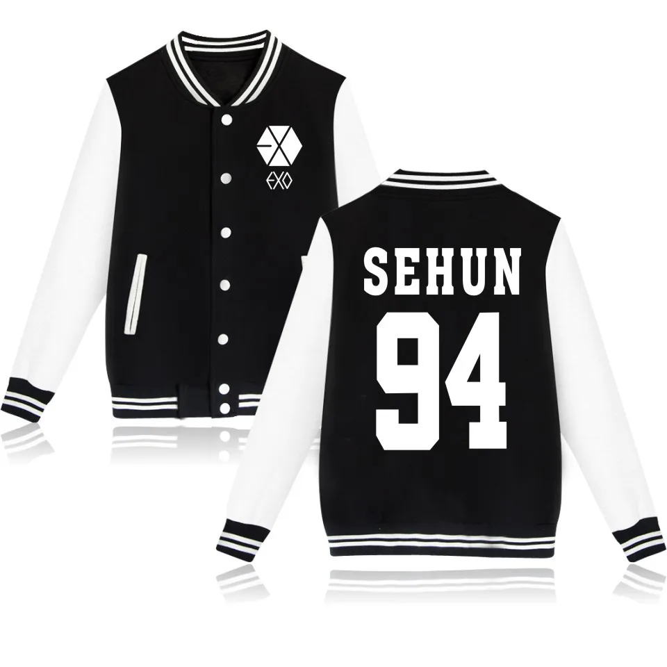 Top 11 Exo толстовки Sehun Beakhyun Xiumin Exo Lay Kai Button на молнии карман длинное пальто уличная Exo бейсбольная куртка одежда Exo - Цвет: Top 11