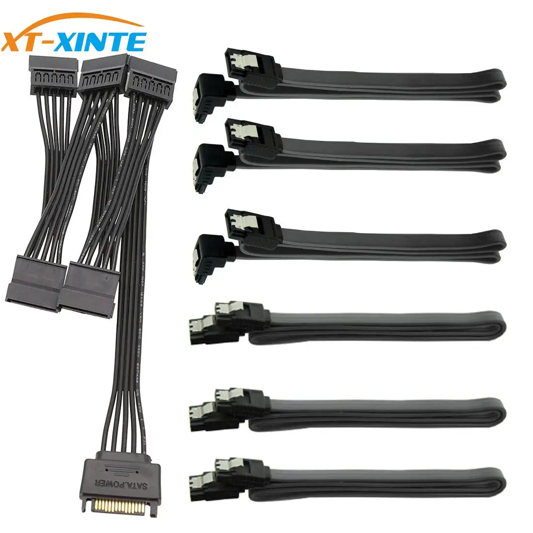 Кабель-разветвитель питания для жестких дисков XT-XINTE SATA 15Pin M 1-5 F 60 см с кабелем