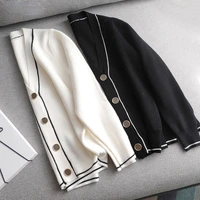 2020 white black solid sweater cardigans jacket ladies new women thick sweater coat v neck cardigan jacket coat outwear