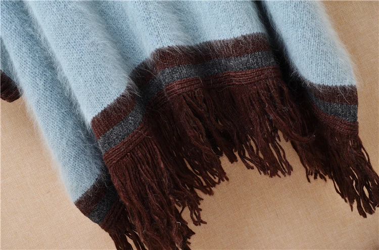 

Tops jumpers fashion Half sleeves taseels slim sweater Mink Cashmere knitted rabbit fur pullover autumn winter women female