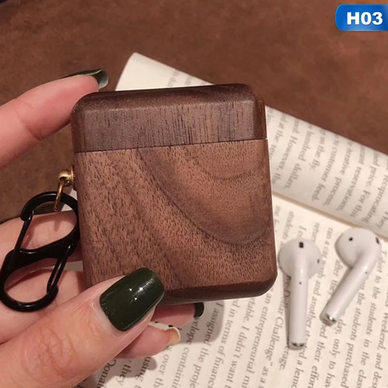 Креативный деревянный защитный рукав для наушников Apple AirPods чехол Bluetooth гарнитура защита от падения рукав с брелком