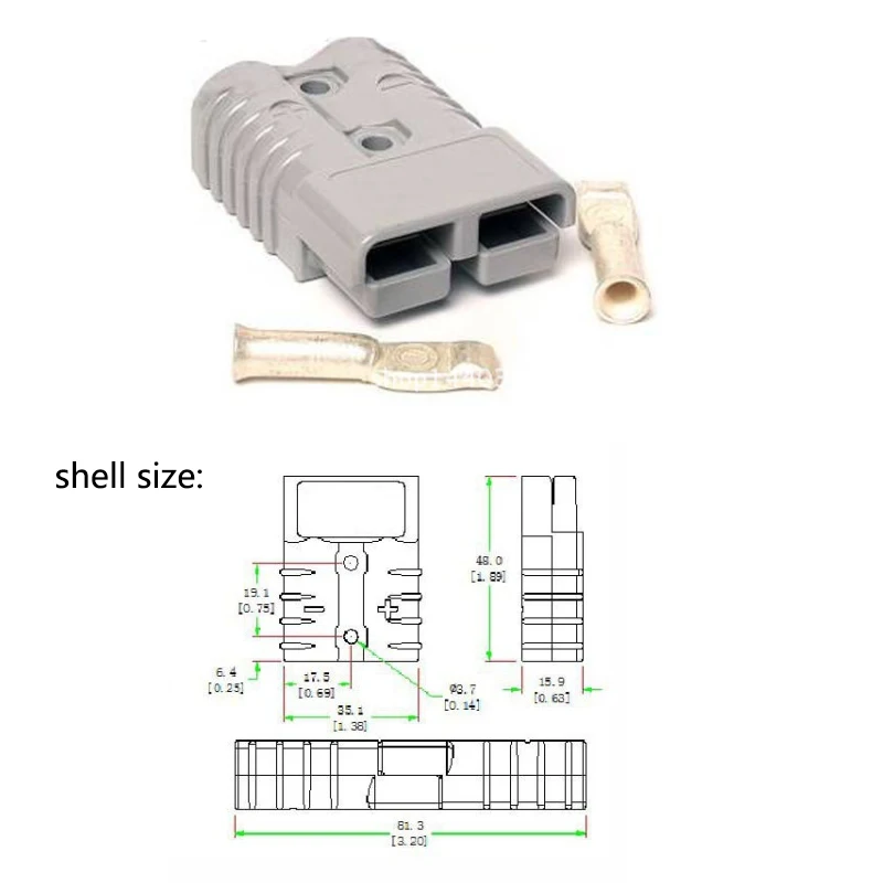 600V 50A 6AWG Медный Серебряный Аккумулятор быстрый соединитель Комплект штепсельной вилки соединить трейлер лебедки 46x34mm Серый соединитель