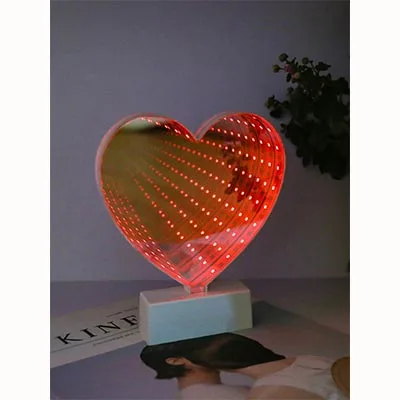heart Батарея 3D новизны лампы с изображением луны и звезд, бесконечность туннельный светильник для детей светодиодный зеркальная лампа, лампа светильник с милым сердечком домашний декор - Цвет: heart