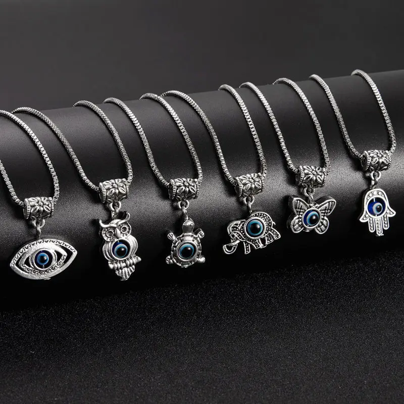 

Charm Turkish Jewelry Evil Blue Eye Butterfly Turtle Palm Necklace for Women Pendant Choker Clavicle Chain Party Gifts Collar
