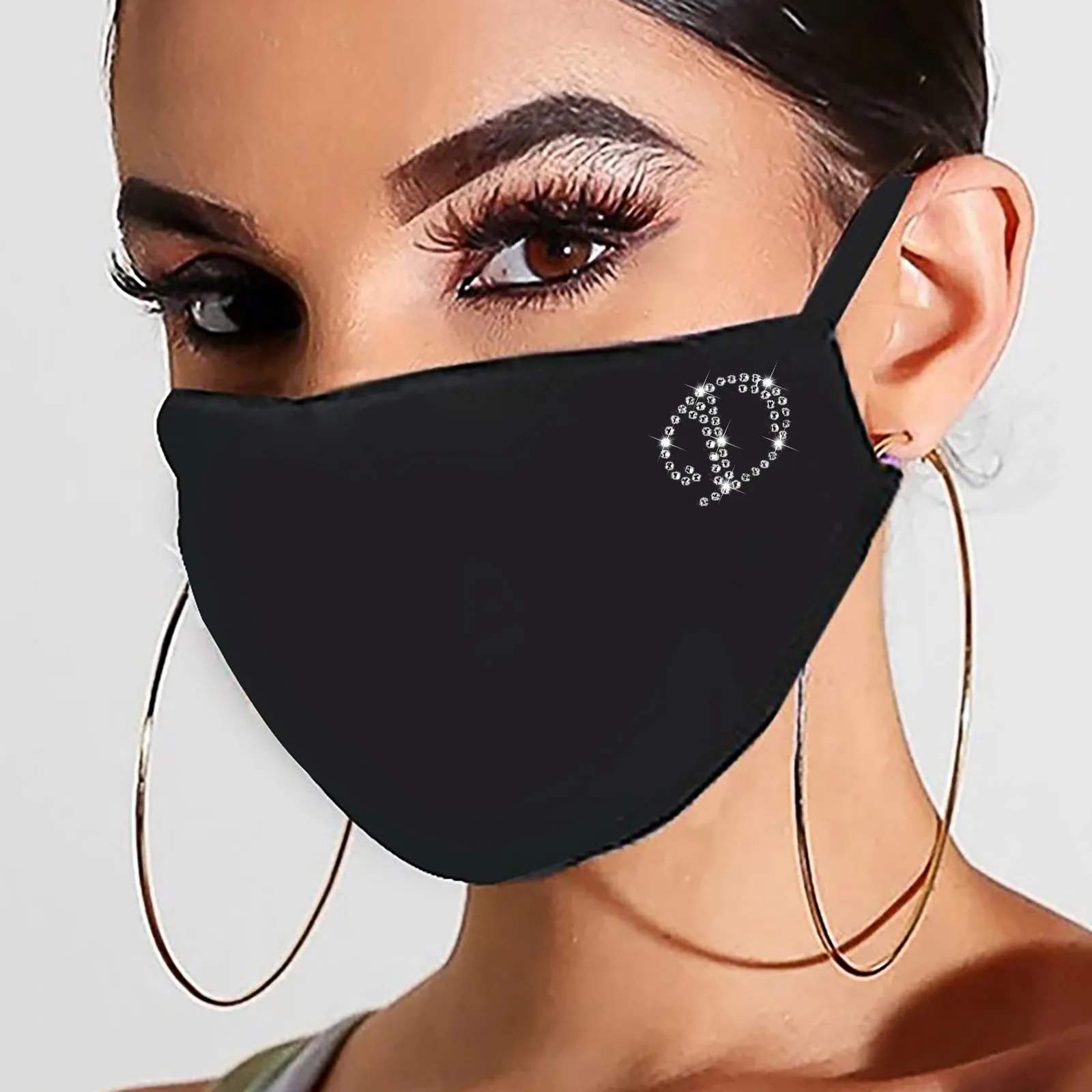 

Fashion H letter Rhinestone Mask Elastic Reusable Washable Fashion Diamond Printed Masks Face Bandana Face Decor Jewelry