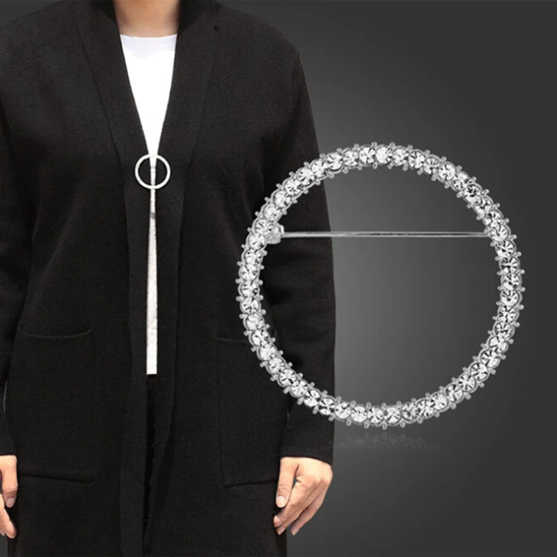 Женские Простые круглые с украшением в виде кристаллов Клип держатель броши