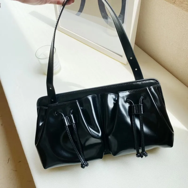 

Korean Style Vintage New Armpit Design Genuine Leather Shoulder Bag Soft Handle Cowhide Fashion High Quality Womens Bag