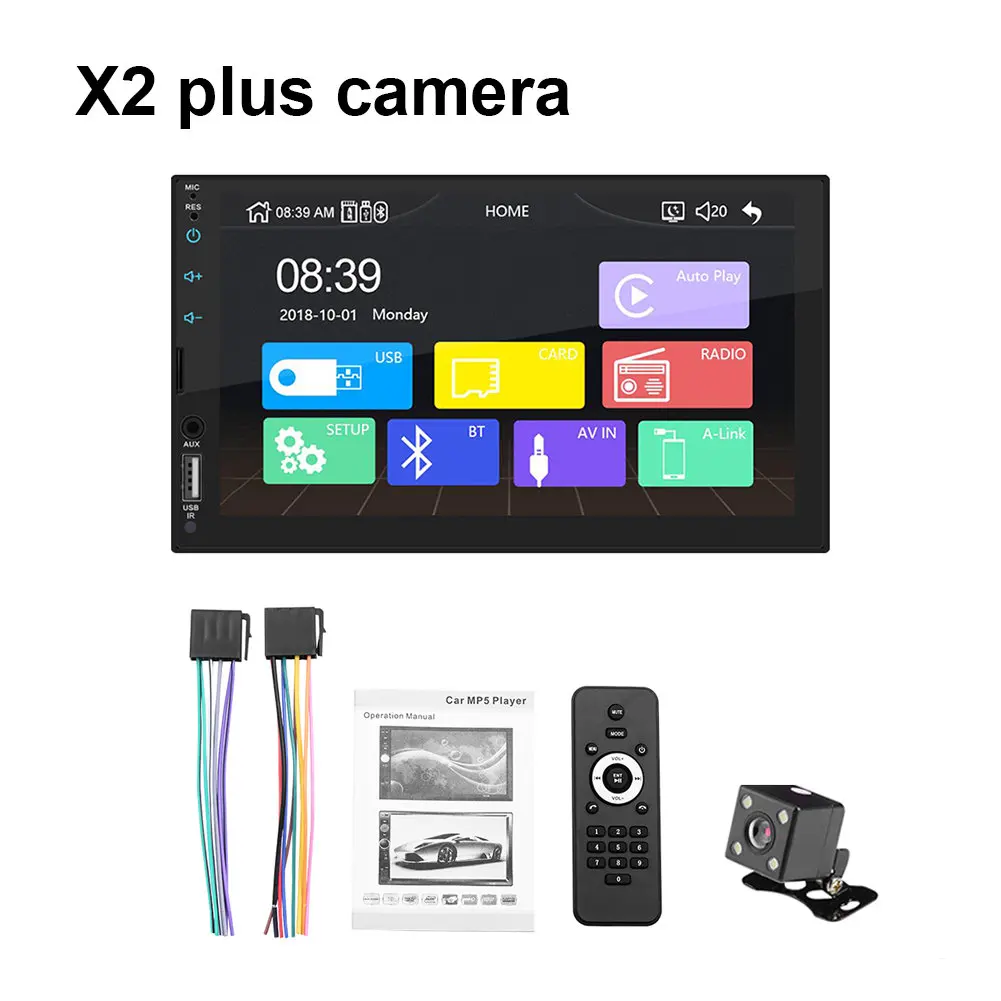 

7 Inch 2 DIN Auto CarPlay Touch Screen Stereo FM Radio Bluetooth MP5 Player Android / IOS Mirror Connection MP5 MP3 Stereo Radio