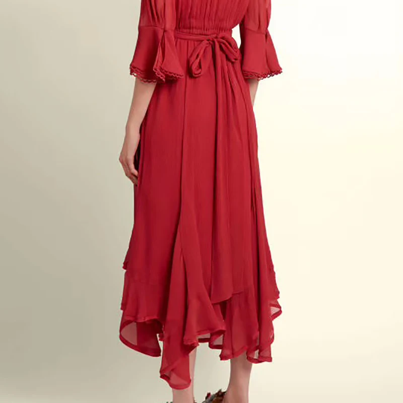 Женское шифоновое платье-миди TWOTWINSTYLE летнее платье с рукавом три четверти и