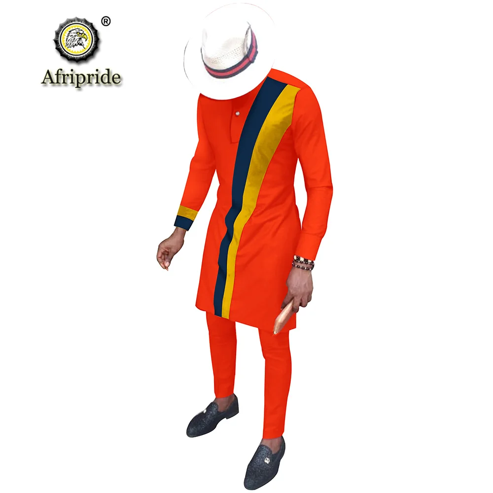 Men`s Casual African Clothing Long Sleeve Shirts and Pants Suit Dashiki Outfits Ankara Attire Plus Size AFRIPRIDE S2016002