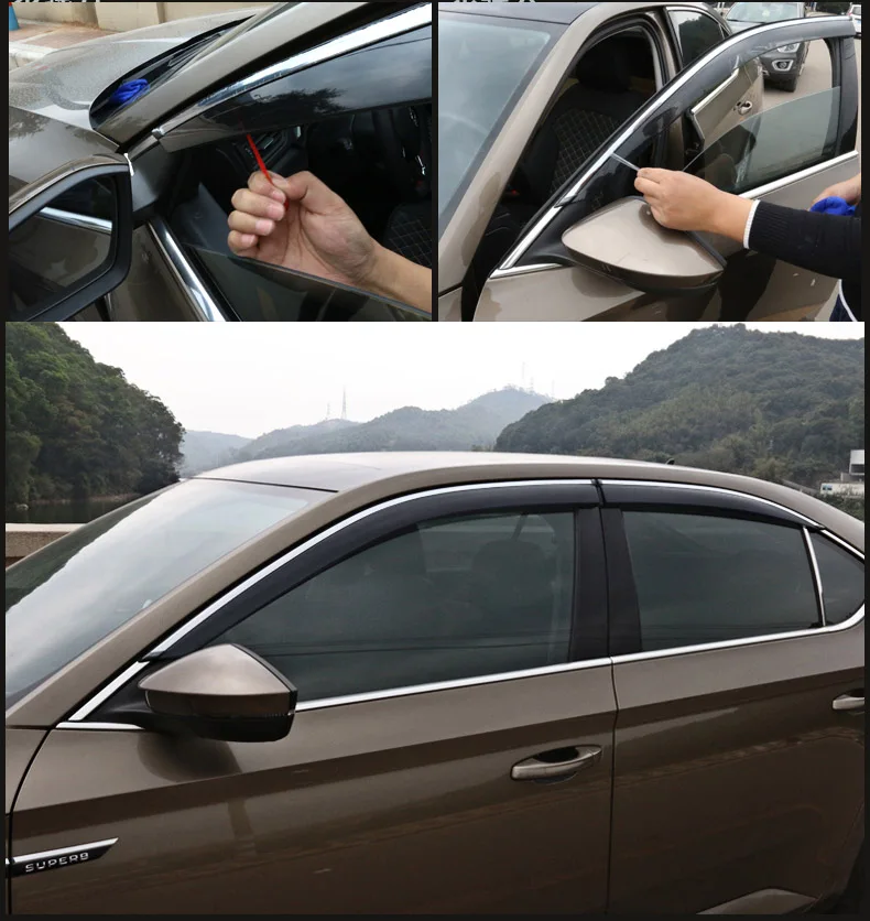Lsrtw2017 на автомобильное стекло, защита от дождя и планки для Skoda Superb интерьерные аксессуары хром