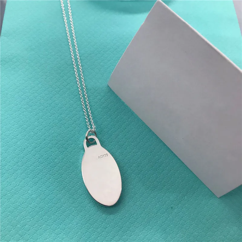 

925 TIF Sterling Silver Pink Black Water Blue Water Splash egg-Shaped Pendant Necklace Clavicle Chain Valentine's Day Birthday